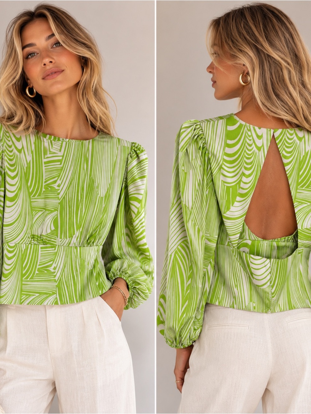 Express abstract open back cropped top